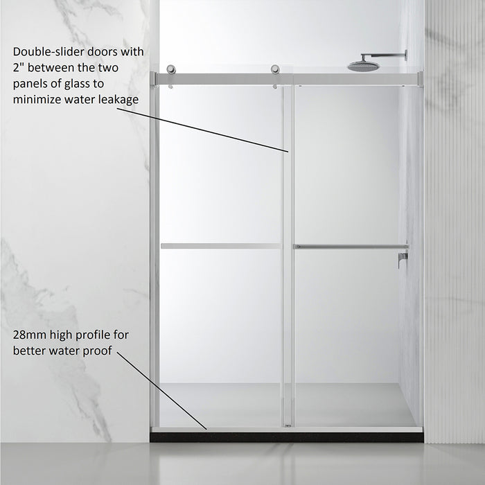 Spezia 60" W x 76" H Rectangle Double Sliding Frameless Shower Enclosure in Polished Chrome