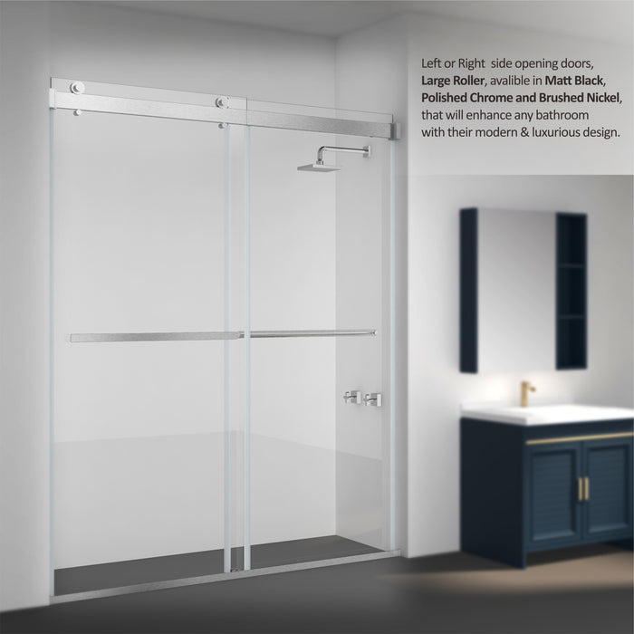 Spezia 60" W x 76" H Rectangle Double Sliding Frameless Shower Enclosure in Polished Chrome