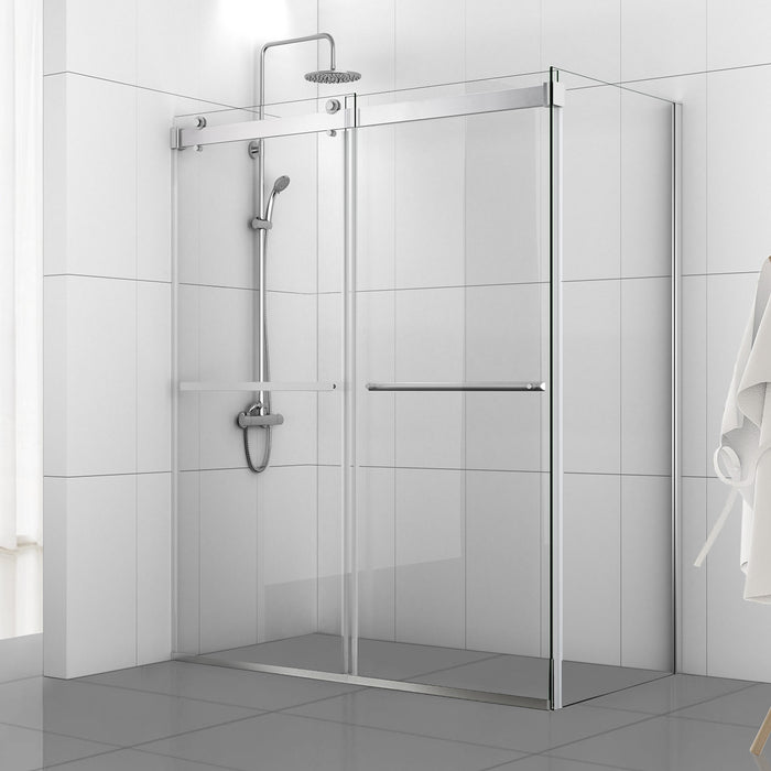 Spezia 60" W x 76" H Rectangle Double Sliding Frameless Shower Enclosure in Polished Chrome