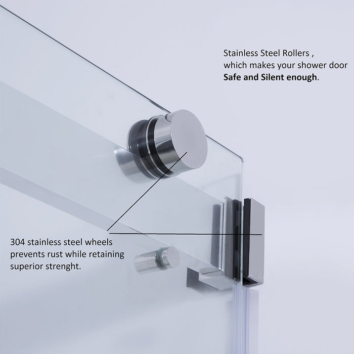 Spezia 60" W x 76" H Rectangle Double Sliding Frameless Shower Enclosure in Polished Chrome