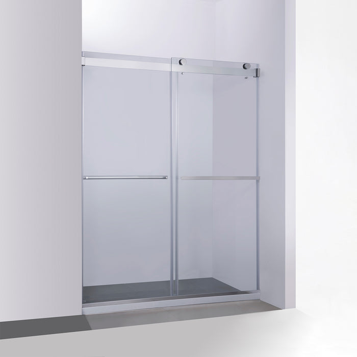 64"-Inch Nightshade Shower Enclosure – Polished Chrome Frameless Double Sliding Door
