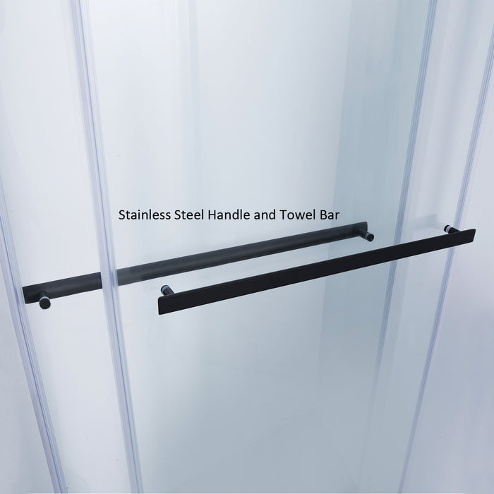 64-Inch Octave Frameless Shower – Matte Black Rectangle Enclosure with Sliding Doors