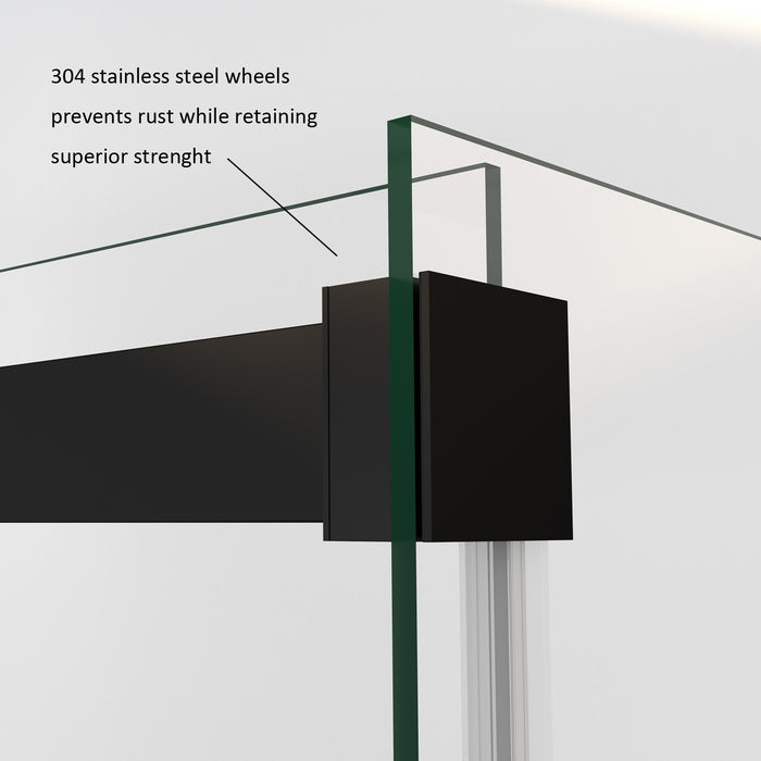 64-Inch Octave Frameless Shower – Matte Black Rectangle Enclosure with Sliding Doors