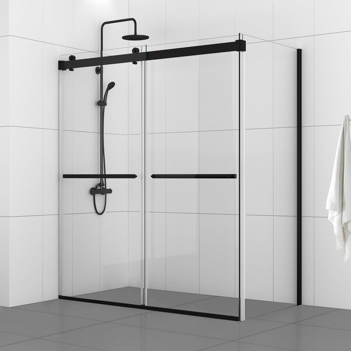 64-Inch Octave Frameless Shower – Matte Black Rectangle Enclosure with Sliding Doors
