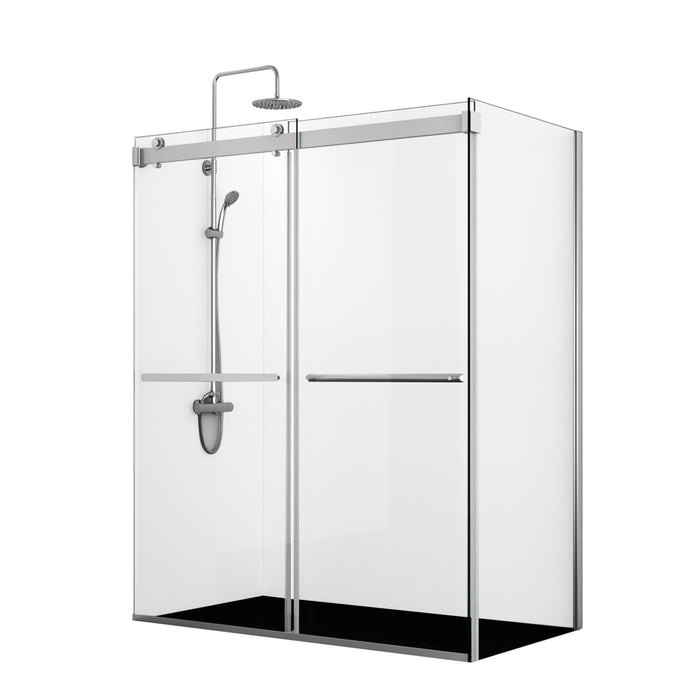 64-Inch Oxbow Rectangle Shower Enclosure – Frameless Polished Chrome Sliding Glass Doors