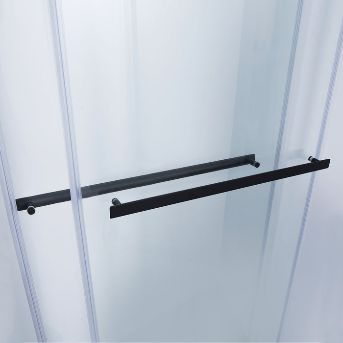 68-Inch Oleander Rectangle Glass Shower Enclosure – Sleek Frameless Sliding Doors in Matte Black