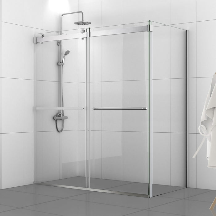 68-Inch Onward Rectangle Glass Shower Enclosure – Sleek Frameless Polished Chrome Double Doors