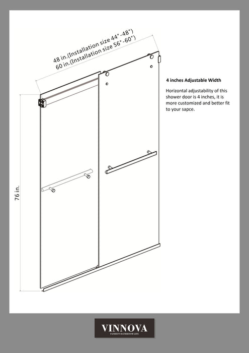 Spezia 60" W x 76" H Double Sliding Frameless Shower Door in Matte Black