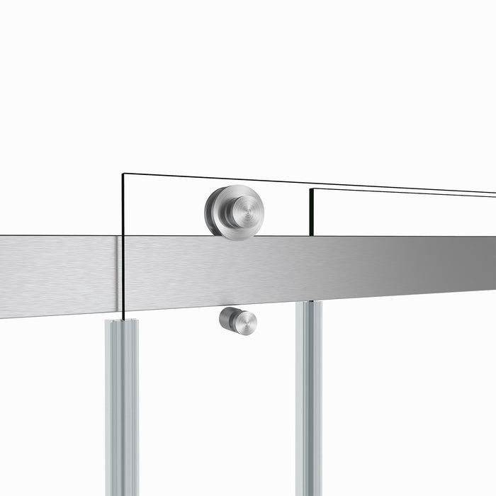 Spezia 60" W x 58" H Double Sliding Frameless Tub Door in Brushed Nickel