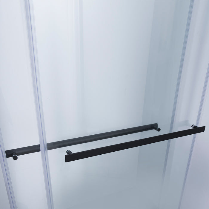 60"W x 76"H Amity Brushed Gold Glass Shower Door – Frameless Single Sliding Panel