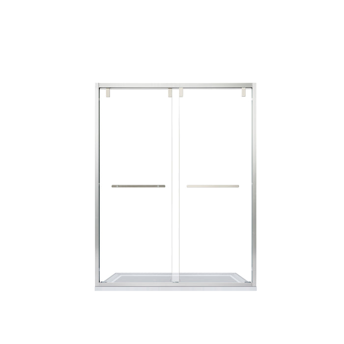 60-Inch Bardot Sliding Shower Door – Modern Framed Design, Brushed Nickel