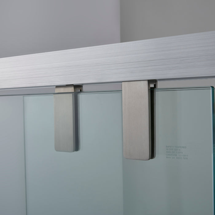 60-Inch Bardot Sliding Shower Door – Modern Framed Design, Brushed Nickel
