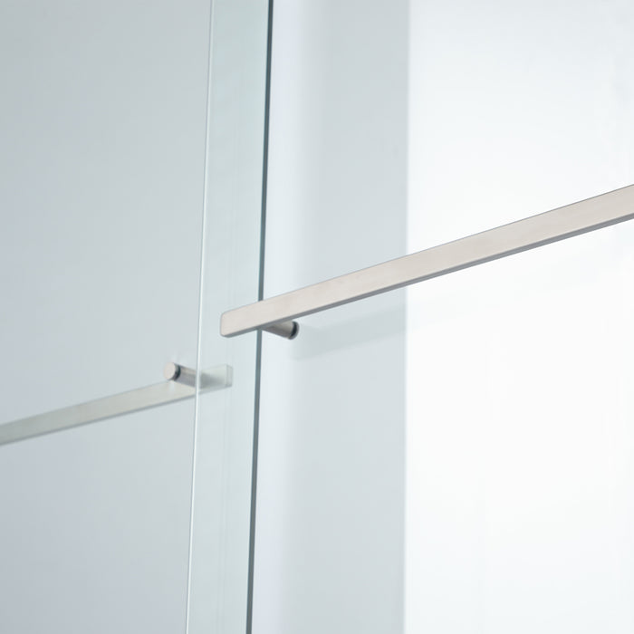 60-Inch Bardot Sliding Shower Door – Modern Framed Design, Brushed Nickel