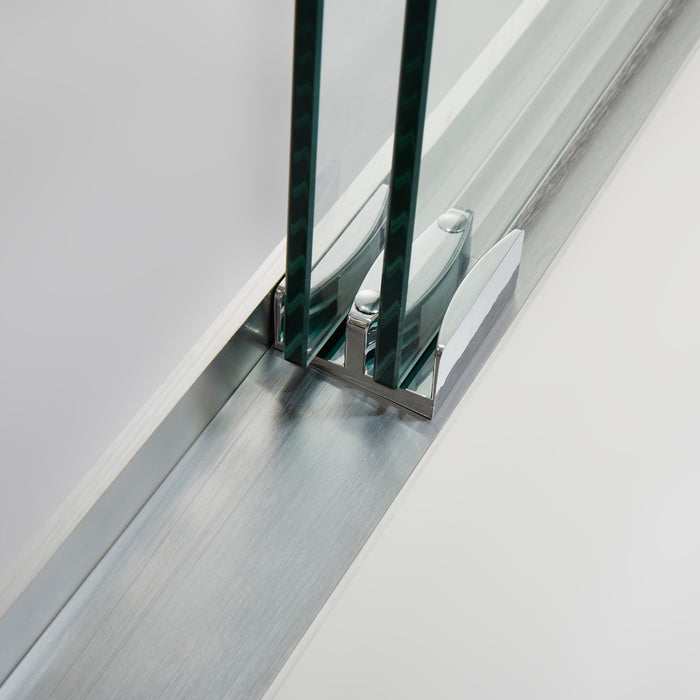 60-Inch Bardot Sliding Shower Door – Modern Framed Design, Brushed Nickel