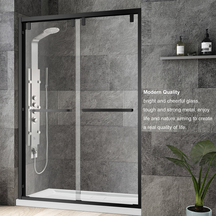 60-Inch Bardot Sliding Shower Door – Modern Framed Design, Brushed Nickel