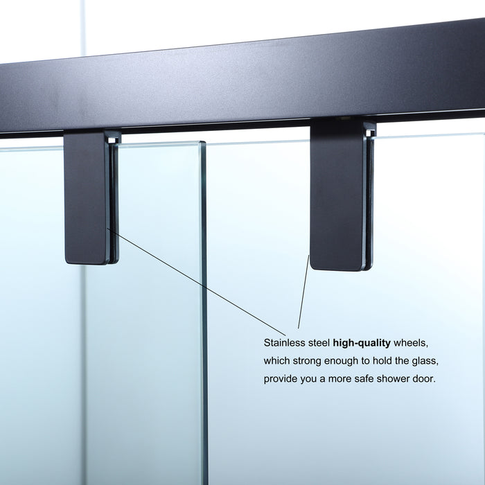 60-Inch Bardot Sliding Shower Door – Modern Framed Design, Brushed Nickel