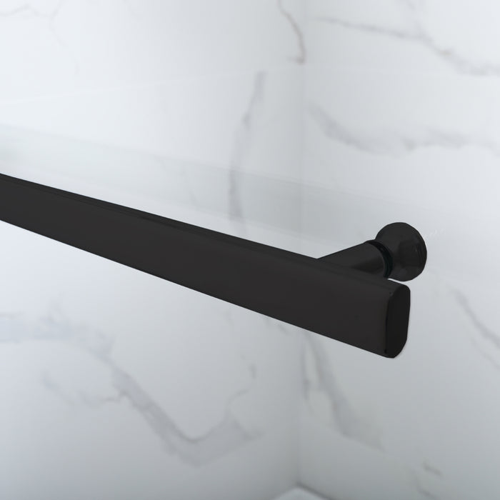 34x58 Chartreuse Matte Black Frameless Tub Door – Hinged Glass Panel for Modern Bathrooms