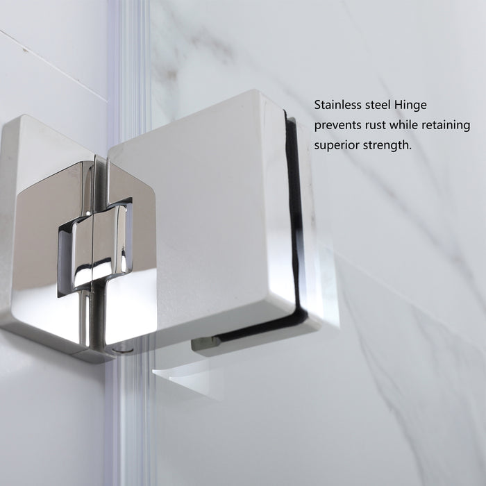 34x58 Chartreuse Matte Black Frameless Tub Door – Hinged Glass Panel for Modern Bathrooms
