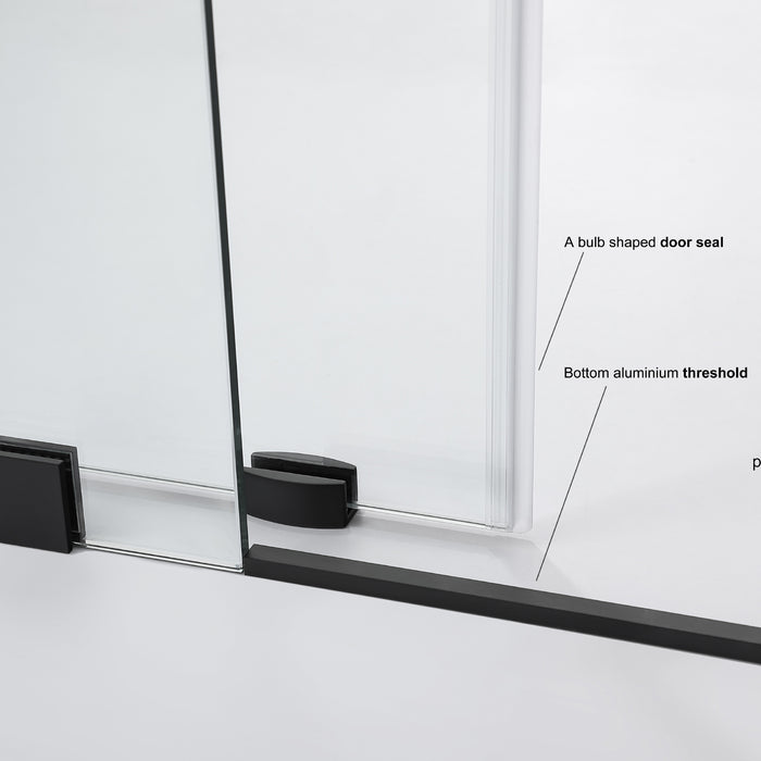 Villena 52" W x 78" H Rectangle Single Sliding Frameless Shower Enclosure in Brushed Gold