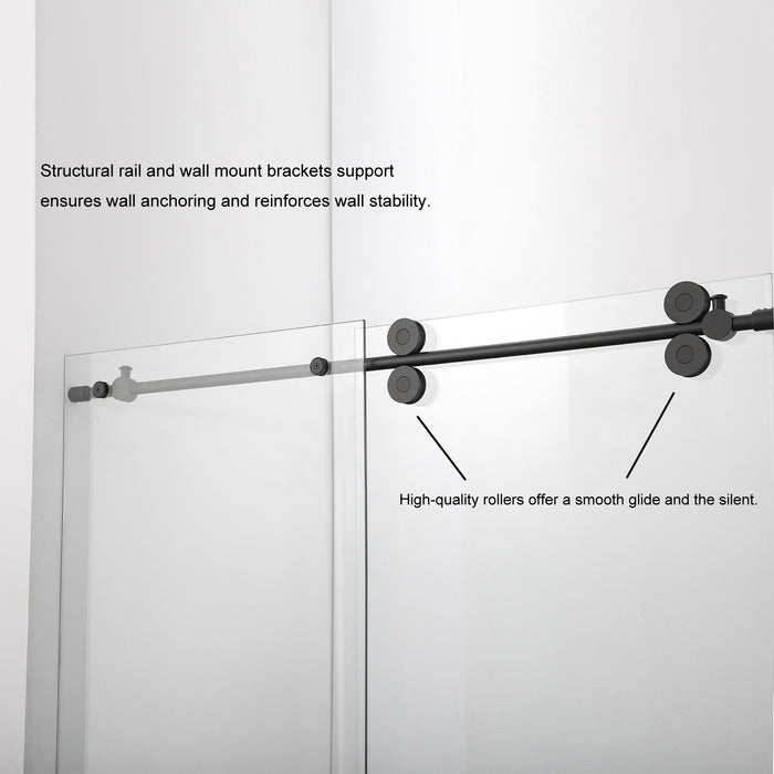 Villena 52" W x 78" H Rectangle Single Sliding Frameless Shower Enclosure in Brushed Gold