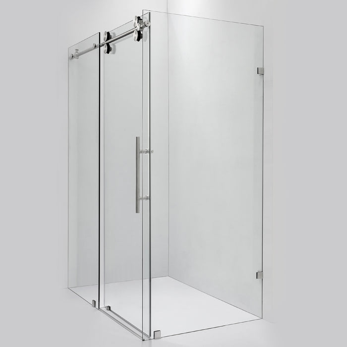 Whit 60 x 78 Rectangle Shower – Brushed Nickel Frameless Enclosure with Sliding Glass Panel