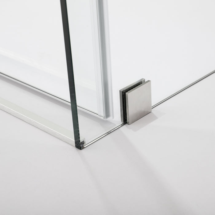 Villena 52" W x 78" H Rectangle Single Sliding Frameless Shower Enclosure in Brushed Gold