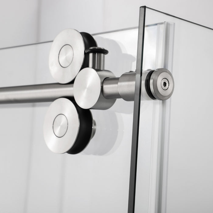 Villena 52" W x 78" H Rectangle Single Sliding Frameless Shower Enclosure in Brushed Gold