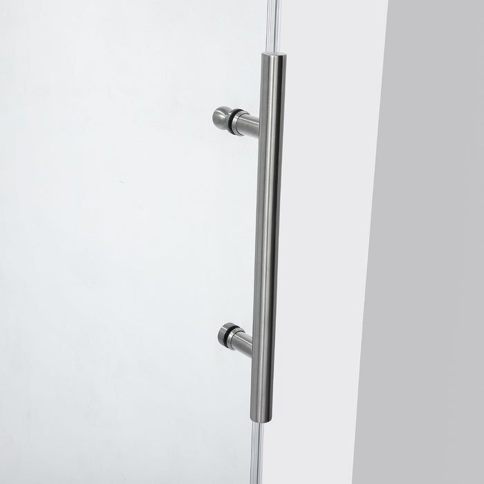 Clay 60 x 78 Frameless Shower Door – Brushed Nickel Single Sliding Panel for Walk-In Showers