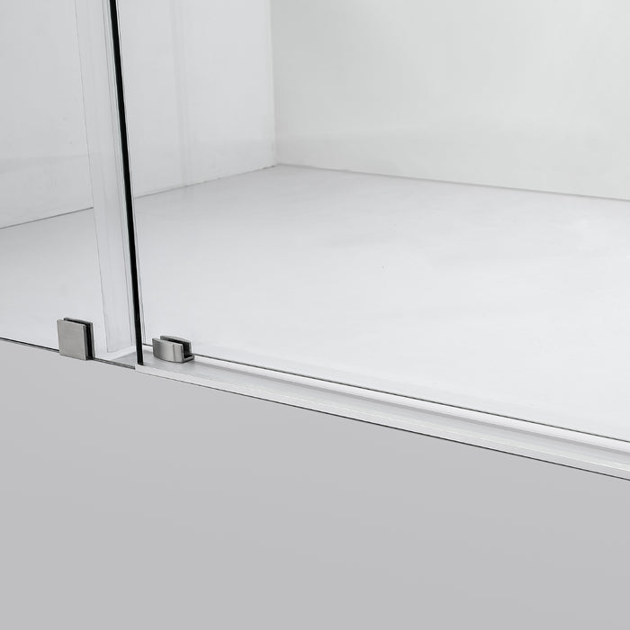 Clay 60 x 78 Frameless Shower Door – Brushed Nickel Single Sliding Panel for Walk-In Showers