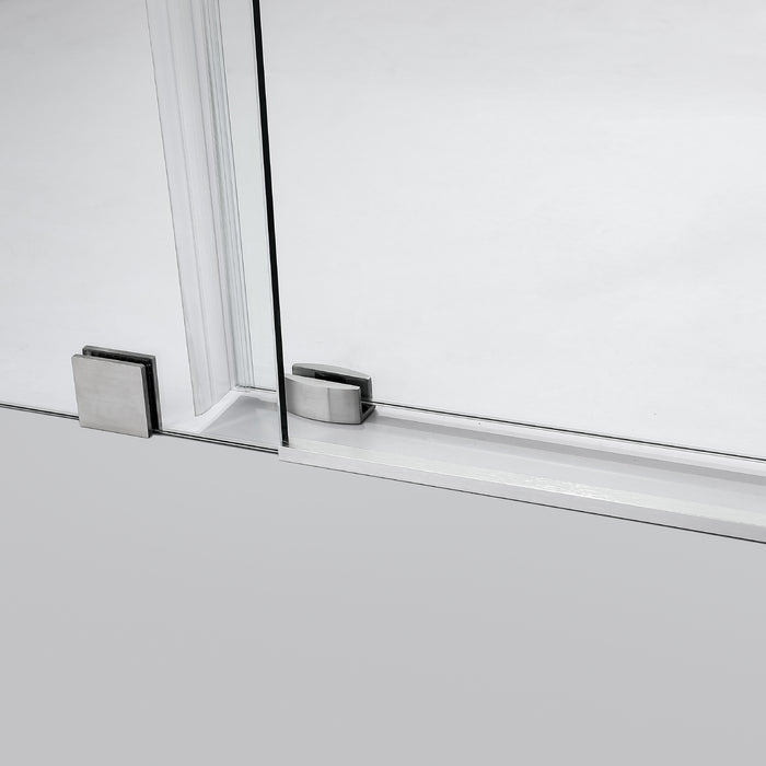 Clay 60 x 78 Frameless Shower Door – Brushed Nickel Single Sliding Panel for Walk-In Showers