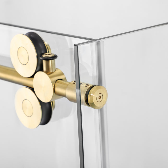 60-Inch Monterey Frameless Glass Shower Enclosure – Modern Brushed Gold with Single Slide Door