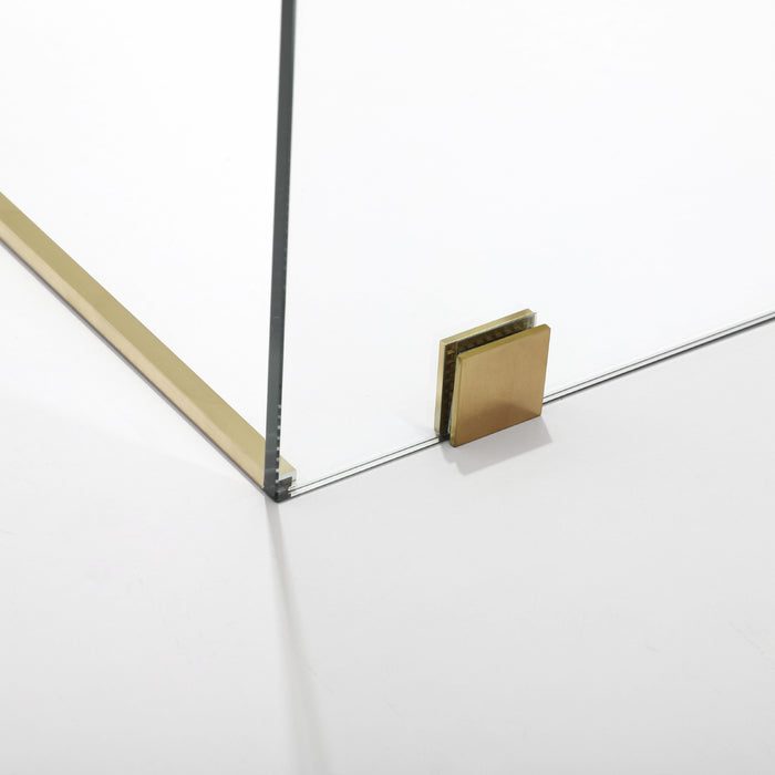 60-Inch Monterey Frameless Glass Shower Enclosure – Modern Brushed Gold with Single Slide Door