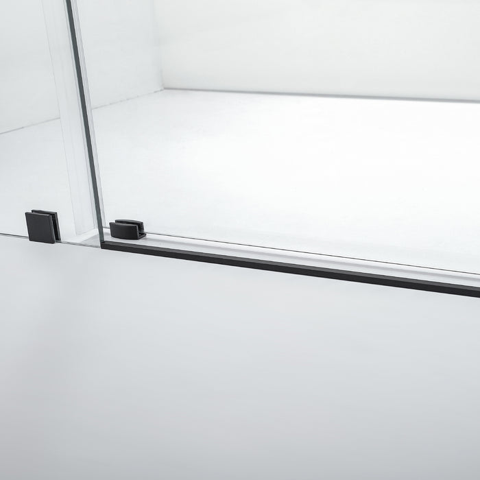 Briar 64 x 78 Rectangle Shower Enclosure – Frameless Matte Black with Sliding Glass Door