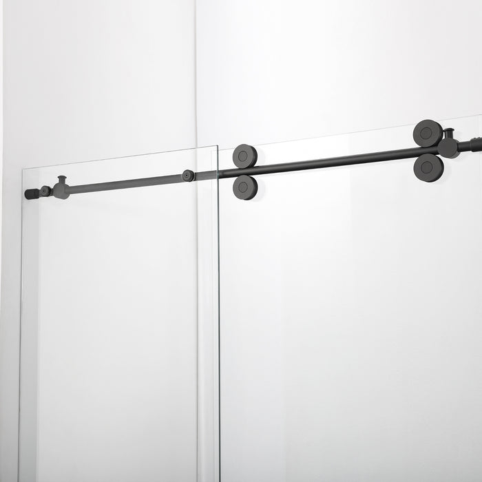 Briar 64 x 78 Rectangle Shower Enclosure – Frameless Matte Black with Sliding Glass Door