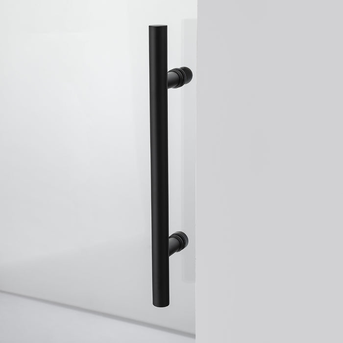 Bright 68-Inch Frameless Glass Shower Door – Matte Black Single Slide for Modern Bathrooms