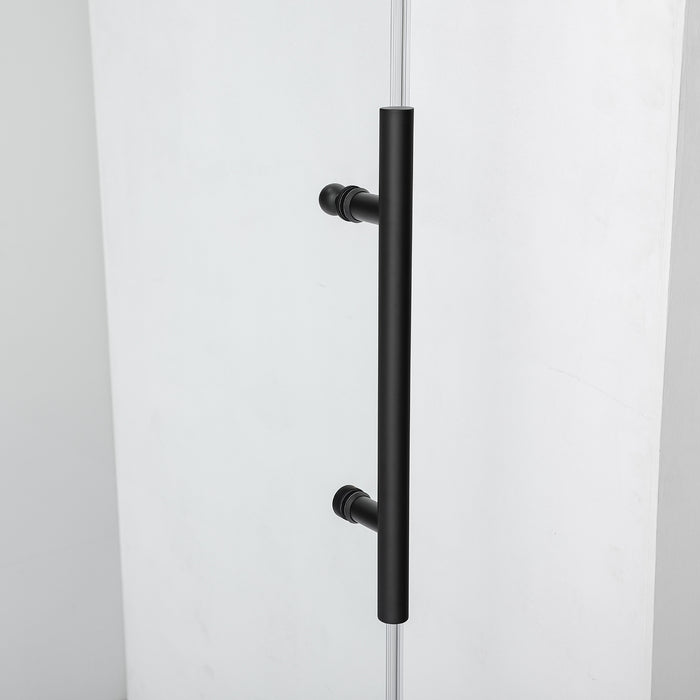 Bright 68-Inch Frameless Glass Shower Door – Matte Black Single Slide for Modern Bathrooms