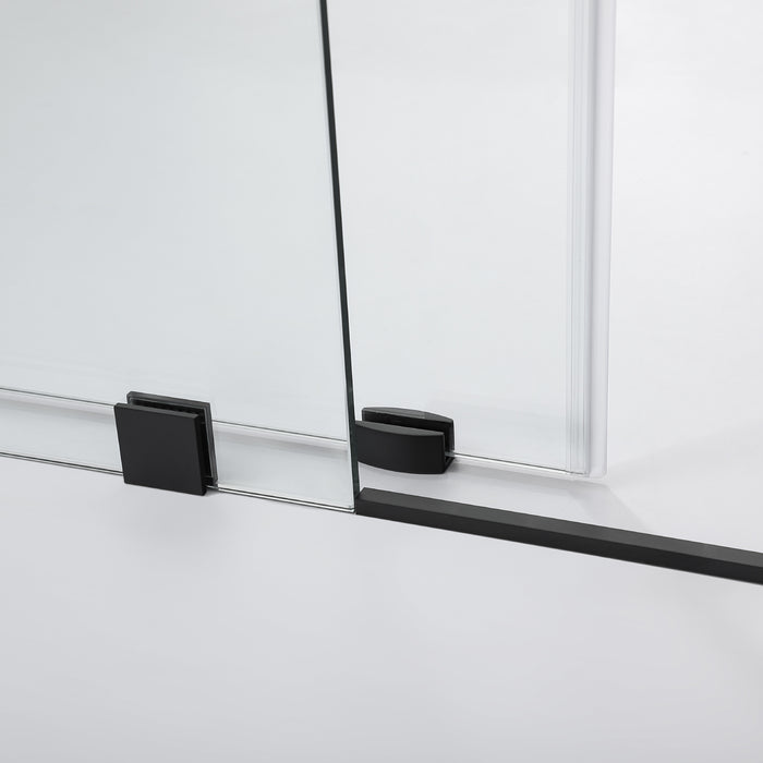 Bright 68-Inch Frameless Glass Shower Door – Matte Black Single Slide for Modern Bathrooms