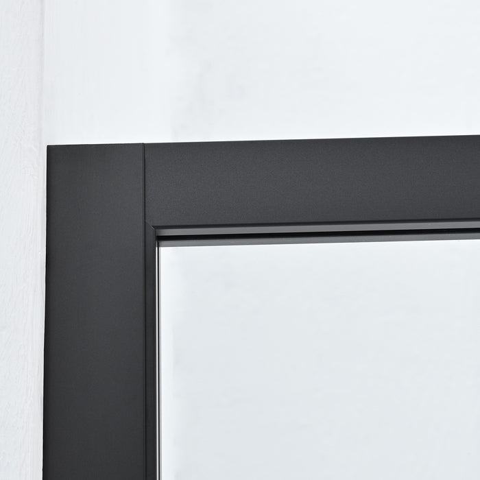 34-Inch Opalescent Matte Black Fixed Glass Panel – Framed Shower Screen with Sleek Modern Look