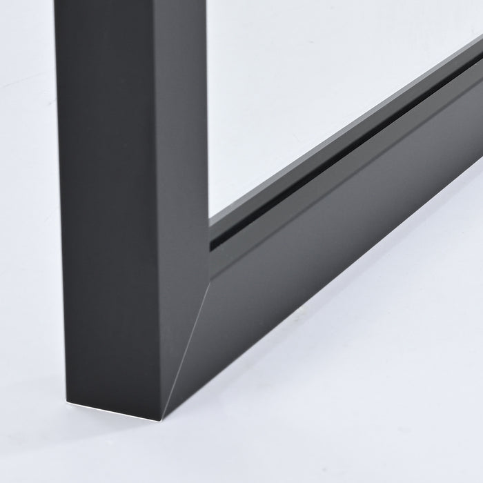 34-Inch Opalescent Matte Black Fixed Glass Panel – Framed Shower Screen with Sleek Modern Look