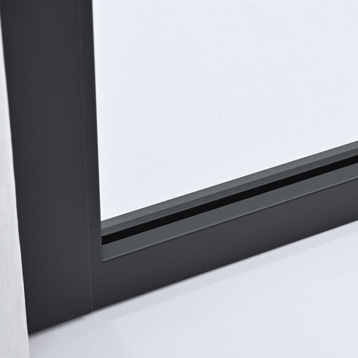 34-Inch Opalescent Matte Black Fixed Glass Panel – Framed Shower Screen with Sleek Modern Look