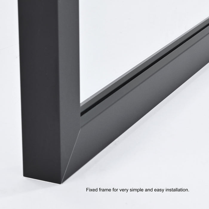 34-Inch Opalescent Matte Black Fixed Glass Panel – Framed Shower Screen with Sleek Modern Look