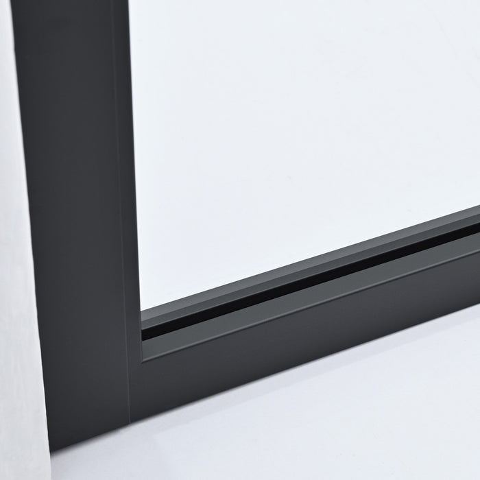 34-Inch Opalescent Matte Black Fixed Glass Panel – Framed Shower Screen with Sleek Modern Look
