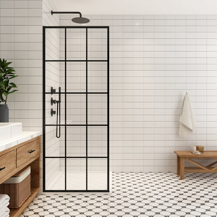 Frameless Kalliope 34-Inch Shower Door – Clear Glass Panel with Matte Black Finish