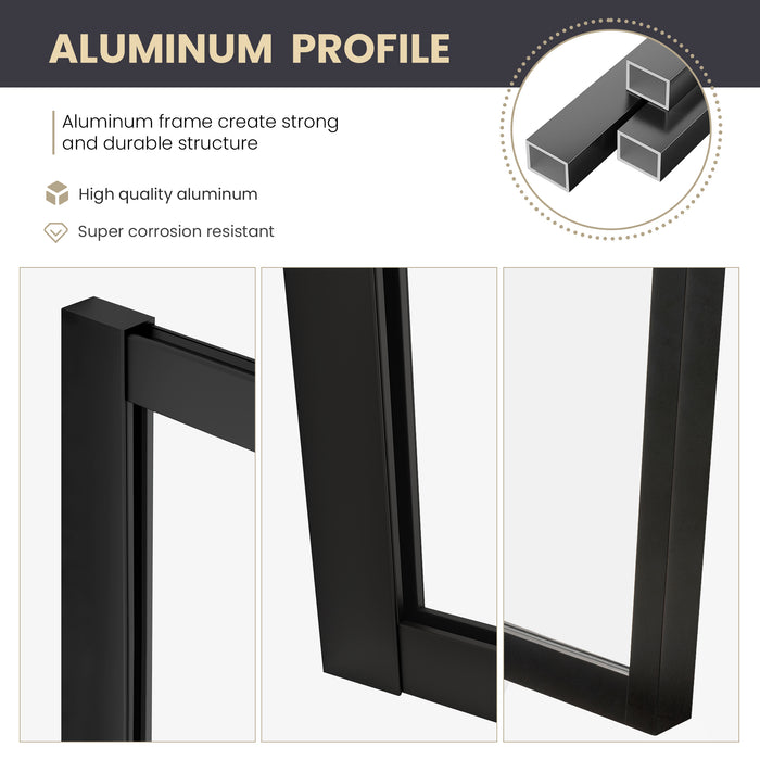 Frameless Kalliope 34-Inch Shower Door – Clear Glass Panel with Matte Black Finish