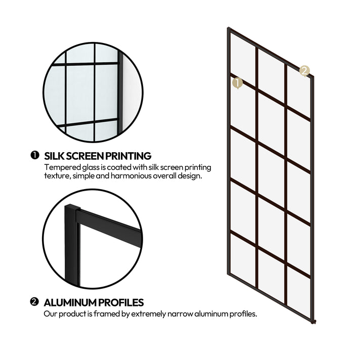 Frameless Kalliope 34-Inch Shower Door – Clear Glass Panel with Matte Black Finish