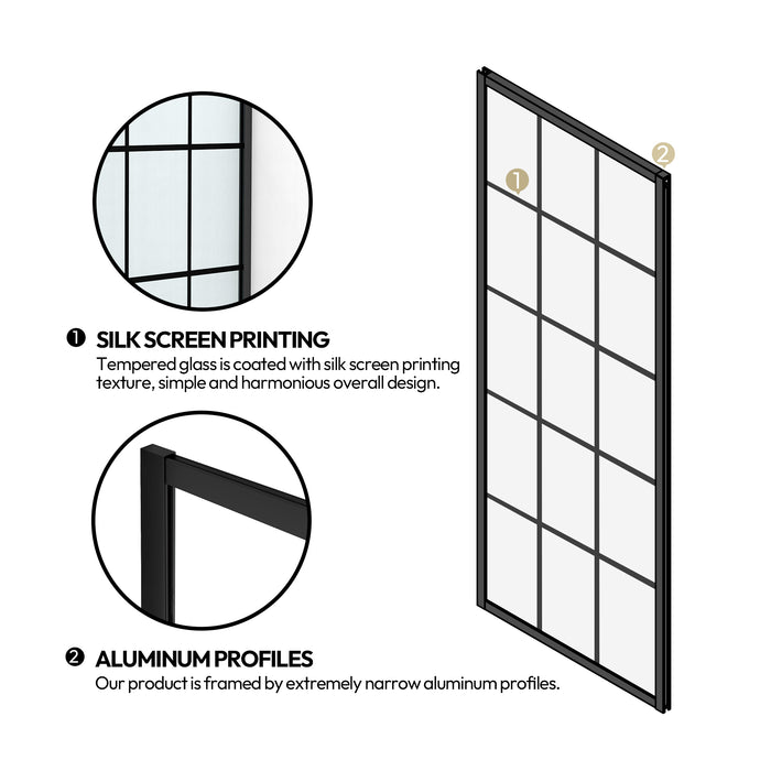 Kamari 48-Inch Sliding Frameless Shower – Matte Black Glass Enclosure with Modern Look