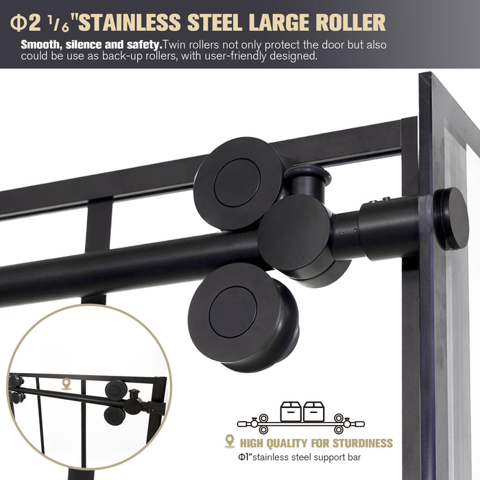 Kamari 48-Inch Sliding Frameless Shower – Matte Black Glass Enclosure with Modern Look