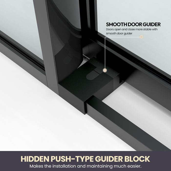 Yarrow Matte Black Frameless Shower Door – 56 Inch Slide