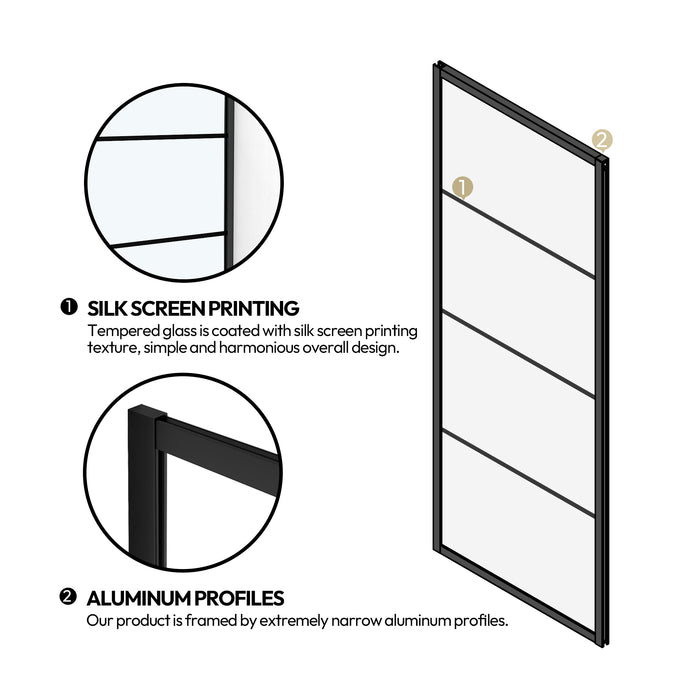Yarrow Matte Black Frameless Shower Door – 56 Inch Slide