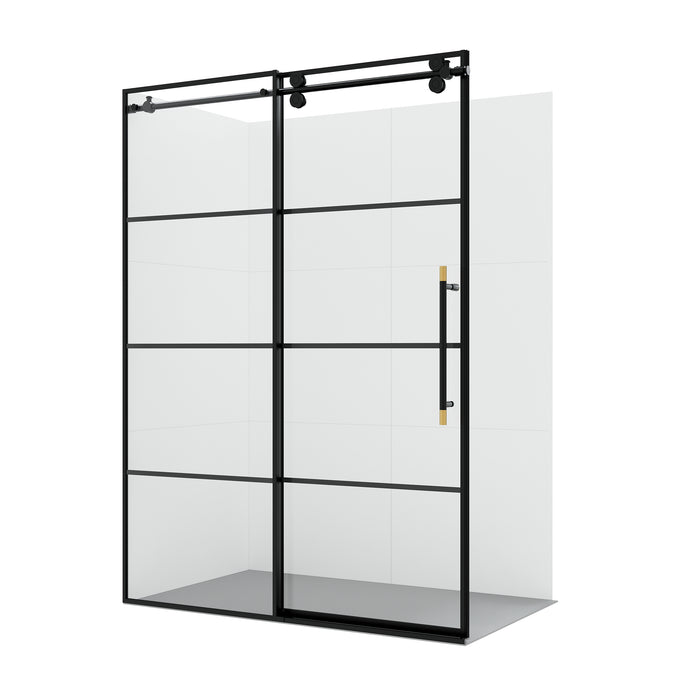 Yarrow Matte Black Frameless Shower Door – 56 Inch Slide